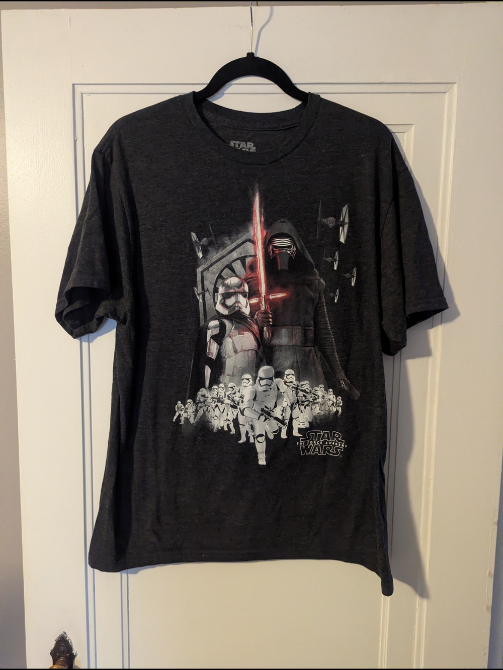 Star Wars Force Awakens Dark Gray Graphic Tee - Kylo Ren & Stormtroopers